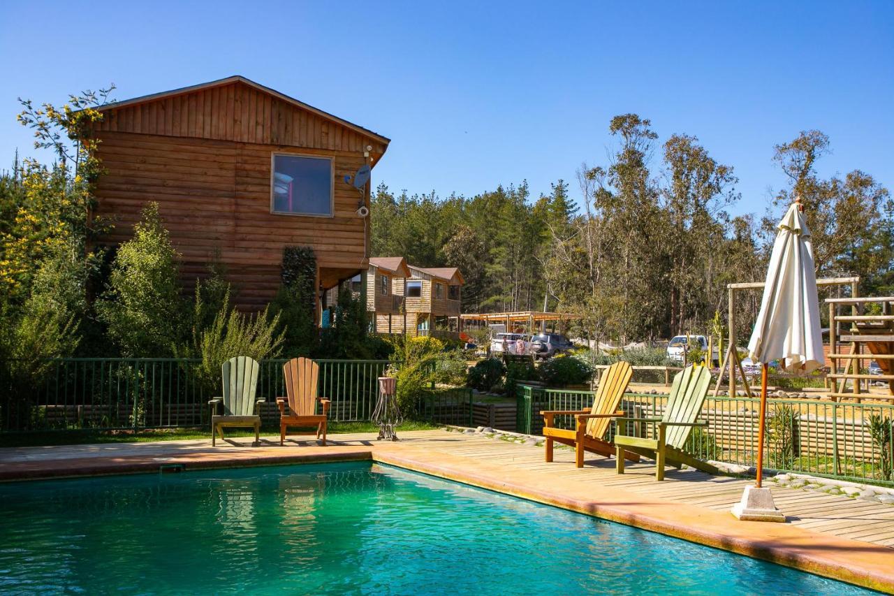 Cabana En Tunquen Con Parrilla, Fogon, Piscina Y Bosque Exterior photo